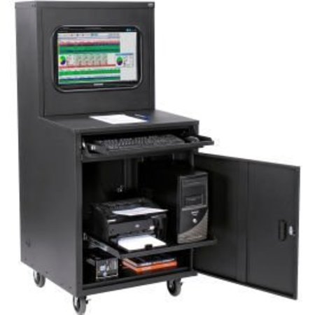 GLOBAL EQUIPMENT Deluxe LCD Industrial Computer Cabinet, Black, Assembled 249190ABK